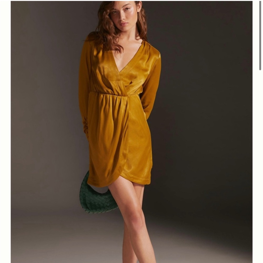 Maeve Anthropologie wrap mini dress medium women’s in moss nwt
